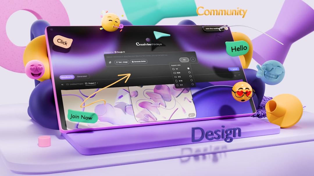 Tablet displaying creative software with abstract shapes